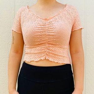 short sleeve coral pink top